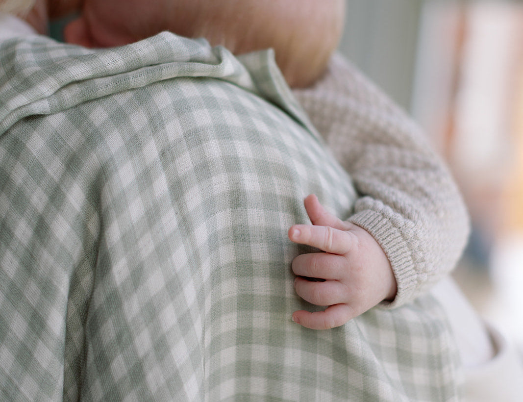 Ralphie Bear Gingham Sage Large Swaddle Muslin 2