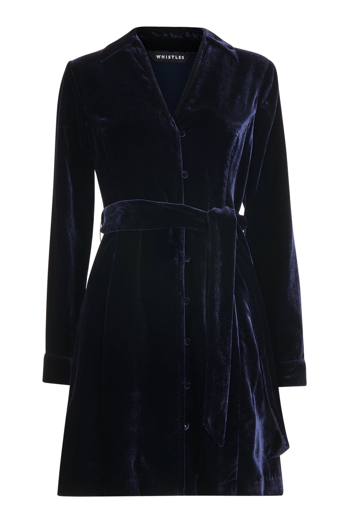 Velvet Wrap Mini Dress Navy