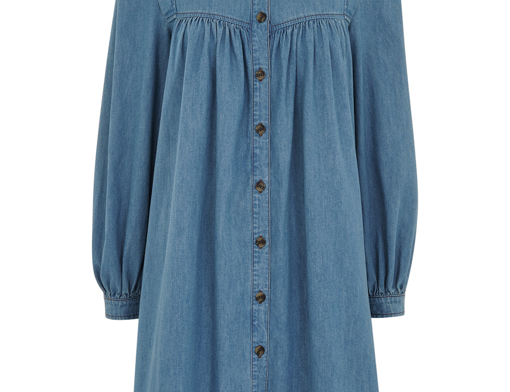 Chambray Denim Trapeze Dress