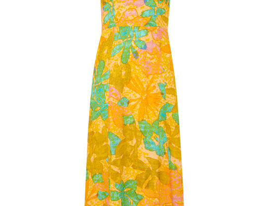 Palm Floral Carmel Dress