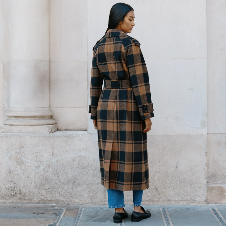 Checked on sale wrap coat