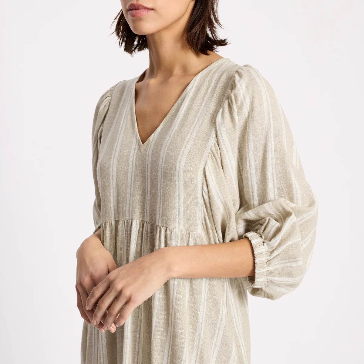 Linen Stripe V Neck Dress | Albaray For The Creators Linen Stripe V Neck Dress | Albaray For The Creators