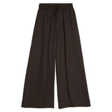 Black wide-leg pants on a white background