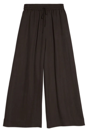 Black wide-leg pants on a white background