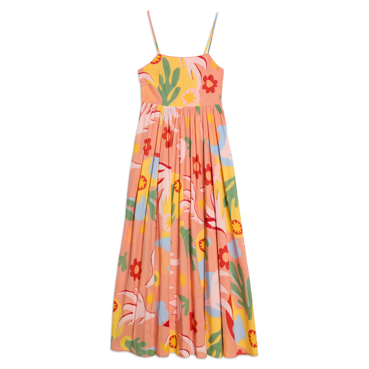 Colorful floral dress on a white background