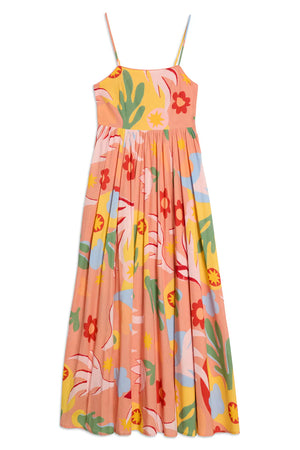 Colorful floral dress on a white background