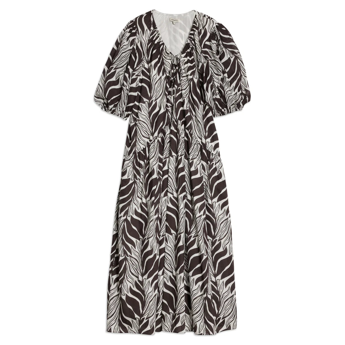 Black and white patterned dress on a white background