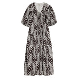 Black and white patterned dress on a white background