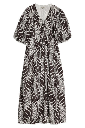 Black and white patterned dress on a white background