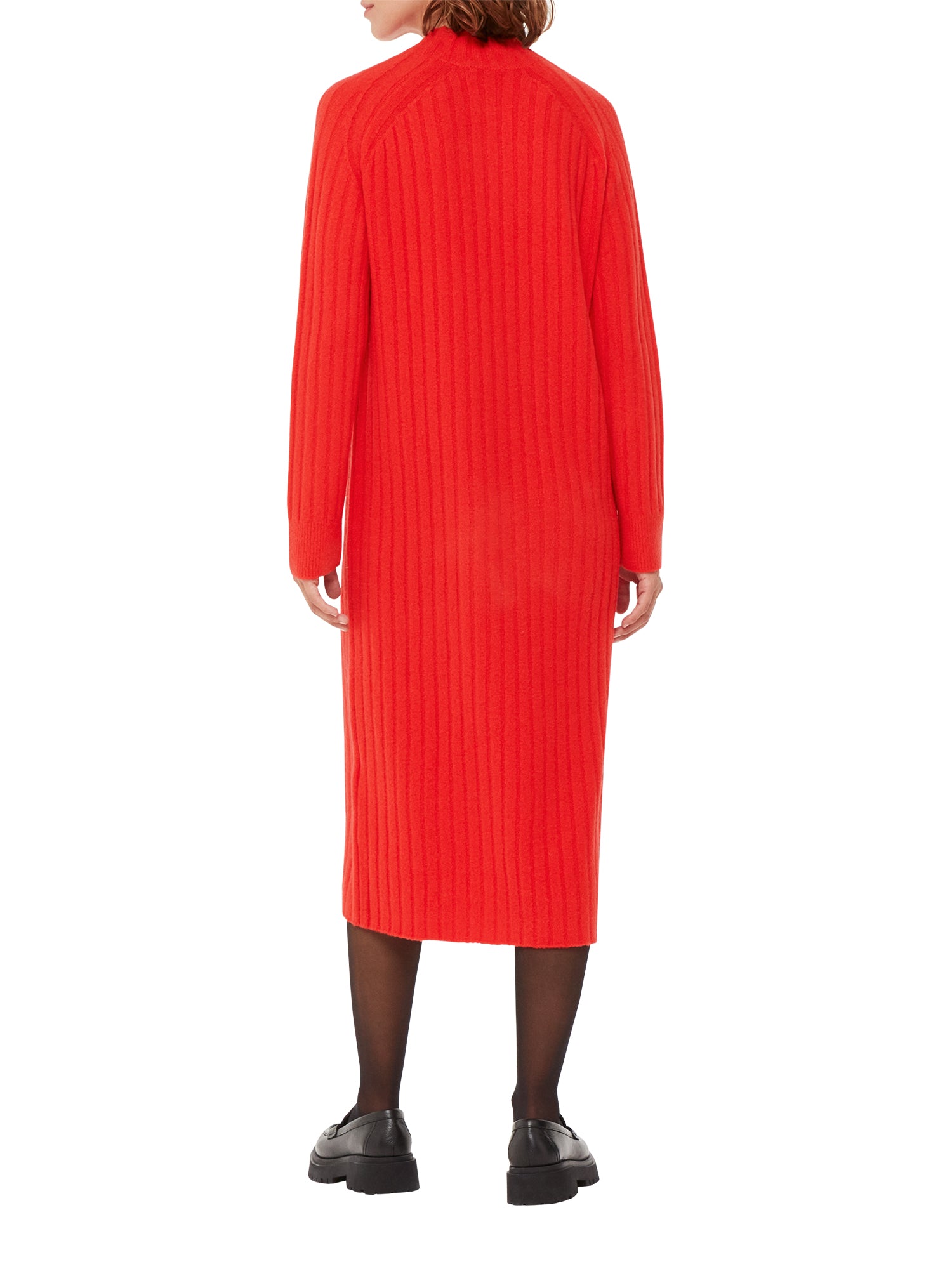 Ribbed Knitted Midi Dress Red