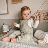 Ralphie Bear Gingham Sage Green Anti Roll Wedge Baby Changing Mat 3