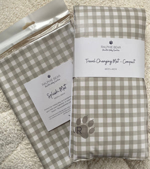 Ralphie Bear Gingham Sage Splash Mat 2