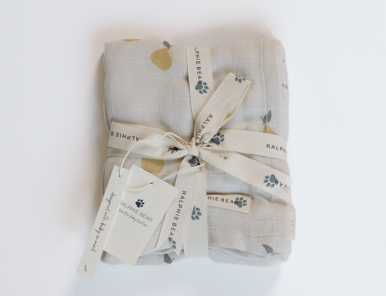 Ralphie Bear Pears Large Swaddle Muslin 1
