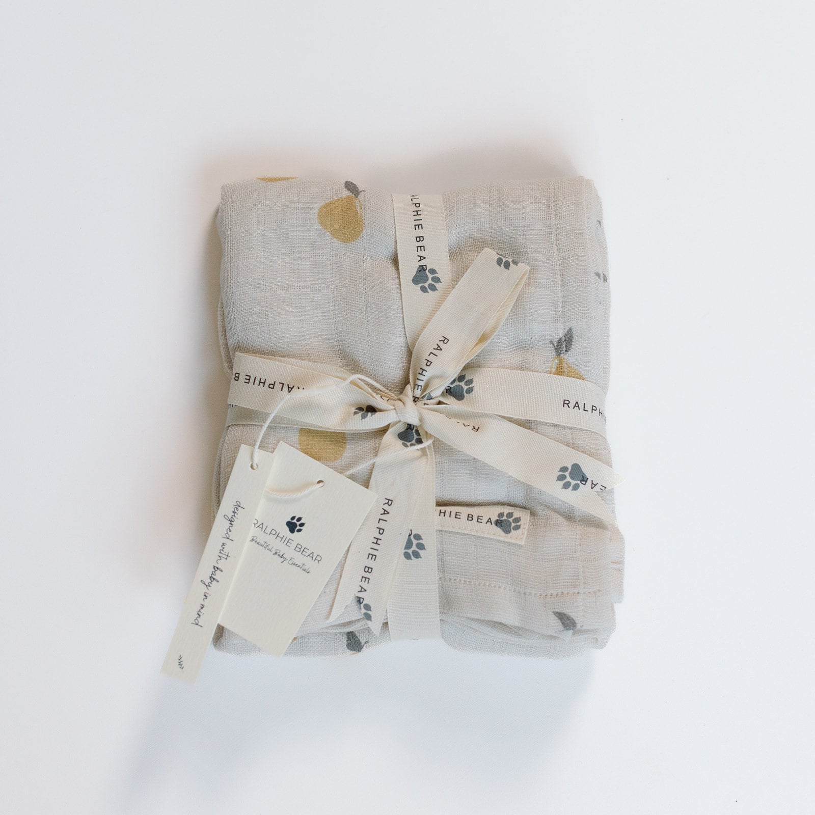 Ralphie Bear Pears Large Swaddle Muslin 1