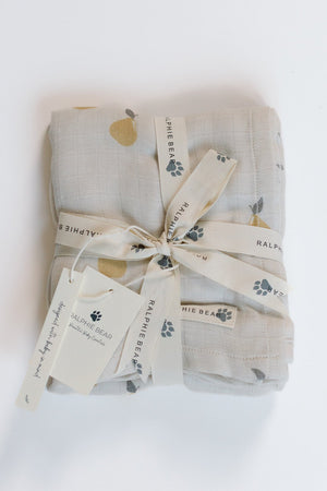 Ralphie Bear Pears Large Swaddle Muslin 1