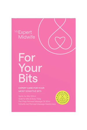 Pink packaging of 'My Expert Midwife' product on a white background