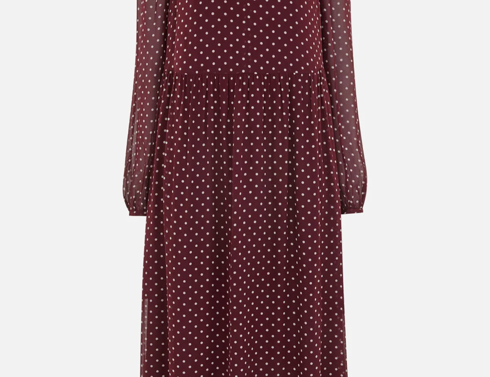 Spot Print Trapeze Midi Dress - Burgundy/ Multi