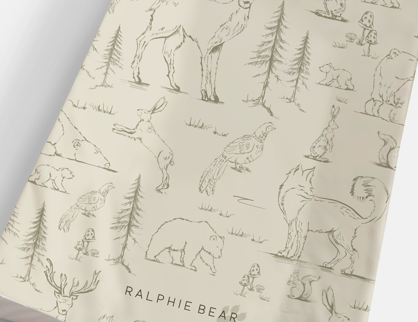 Ralphie Bear Woodland Anti Roll Wedge Changing Mat 1