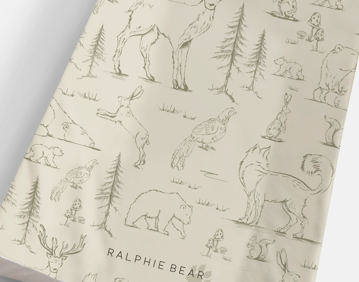 Ralphie Bear Woodland Anti Roll Wedge Changing Mat 1