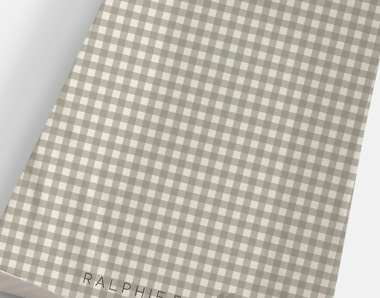 Ralphie Bear Gingham Sage Green Anti Roll Wedge Baby Changing Mat 1