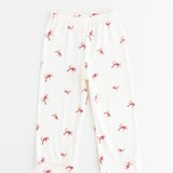 Mini Cozy Rosy Ribbon Pyjamas Set with pink bow print on cream, by Cozy Crew Club – image 6