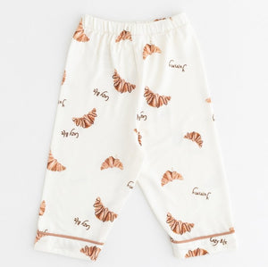 Mini Cozy Croissant Club Pyjamas with golden croissant print, by Cozy Crew Club – image 4