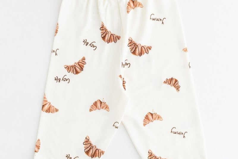 Mini Cozy Croissant Club Pyjamas with golden croissant print, by Cozy Crew Club – image 4