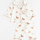 Mini Cozy Croissant Club Pyjamas with golden croissant print, by Cozy Crew Club – image 9