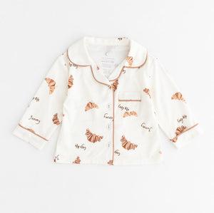 Mini Cozy Croissant Club Pyjamas with golden croissant print, by Cozy Crew Club – image 2
