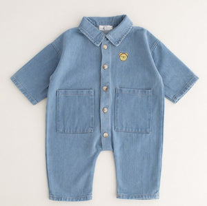 Bear Denim Romper baby all-in-one by Cozy Crew Club – image 3