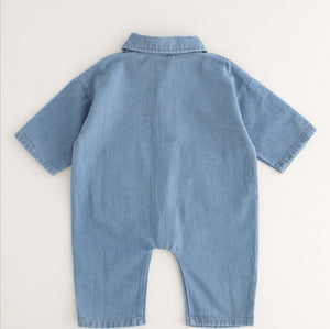 Bear Denim Romper baby all-in-one by Cozy Crew Club – image 5