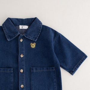 Bear Denim Romper baby all-in-one by Cozy Crew Club – image 6