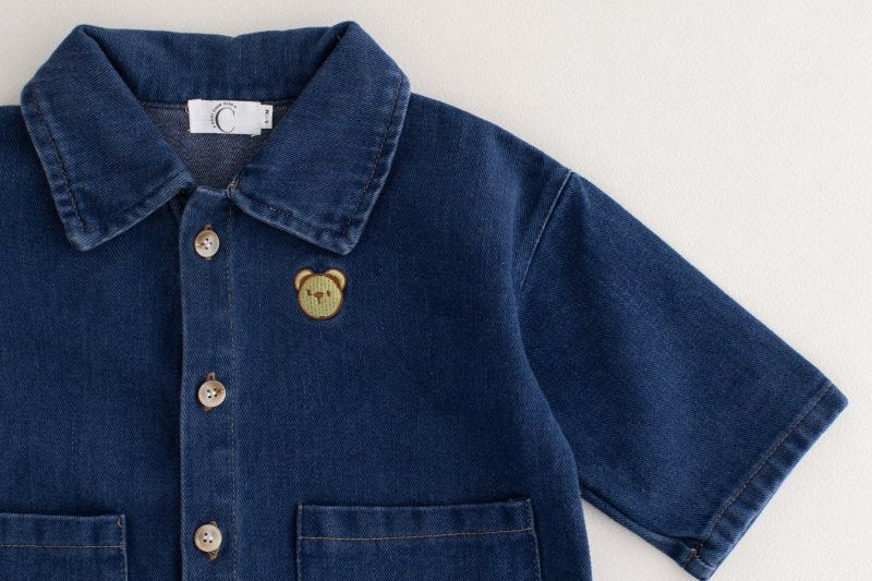 Bear Denim Romper baby all-in-one by Cozy Crew Club – image 6