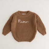 Personalised Cozy Chunky Knit Sweater in toffee cotton by Cozy Crew Club – image 2