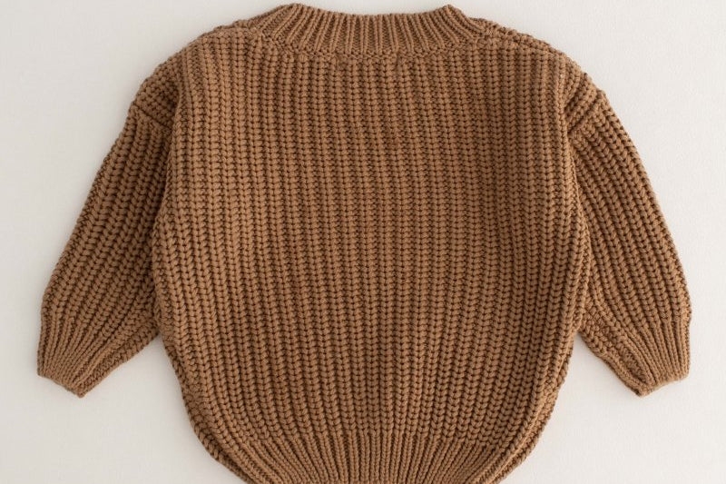 Personalised Cozy Chunky Knit Sweater in toffee cotton by Cozy Crew Club – image 6