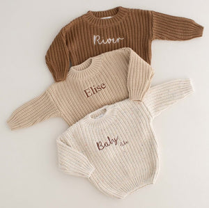 Personalised Cozy Chunky Knit Sweater in toffee cotton by Cozy Crew Club – image 5