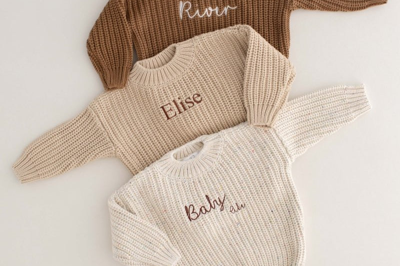 Personalised Cozy Chunky Knit Sweater in toffee cotton by Cozy Crew Club – image 5