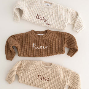 Personalised Cozy Chunky Knit Sweater in toffee cotton by Cozy Crew Club – image 4