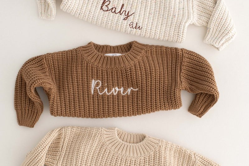 Personalised Cozy Chunky Knit Sweater in toffee cotton by Cozy Crew Club – image 4