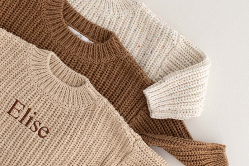 Personalised Cozy Chunky Knit Sweater in toffee cotton by Cozy Crew Club – image 7