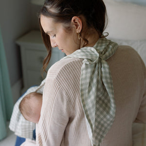 Ralphie Bear Gingham Sage Large Swaddle Muslin 3