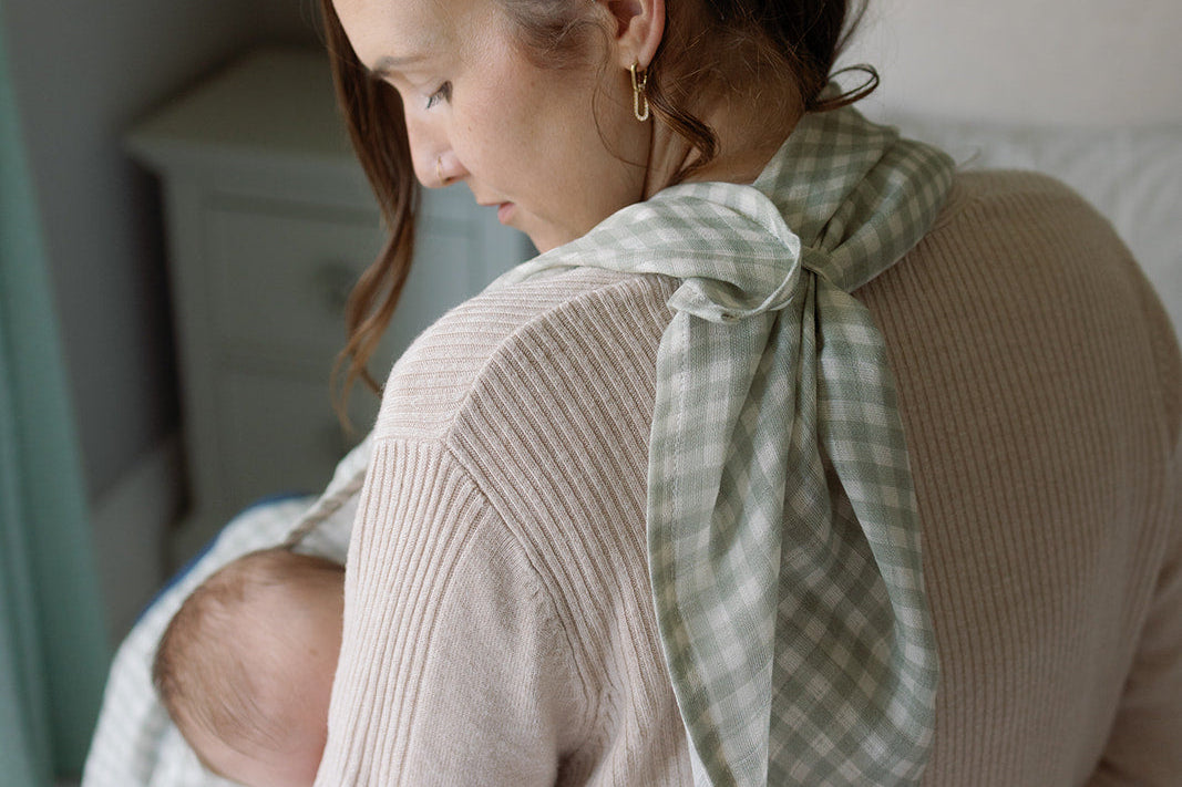 Ralphie Bear Gingham Sage Large Swaddle Muslin 3
