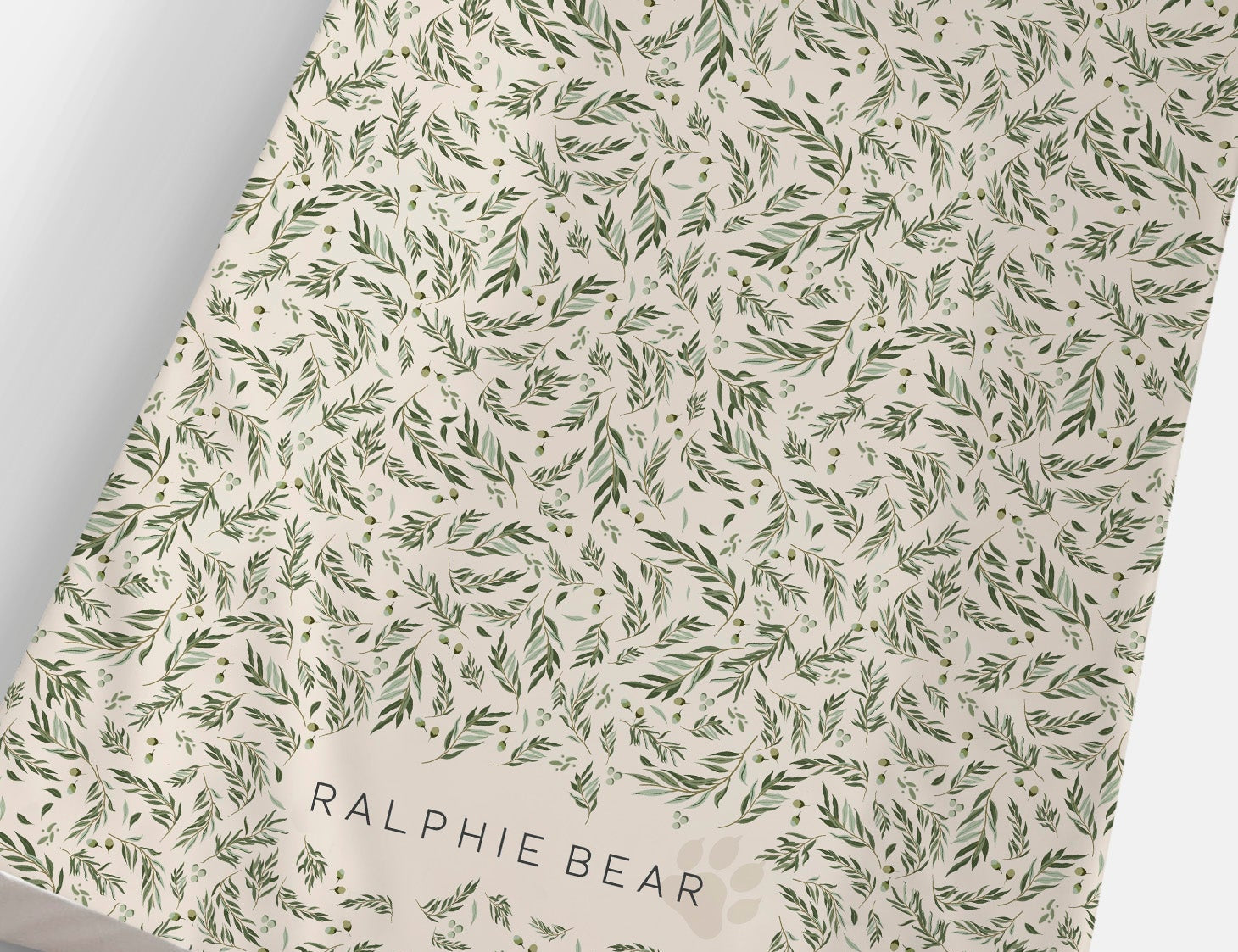 Ralphie Bear Willow Leaf Anti Roll Wedge Baby Changing Mat Sage Green 1