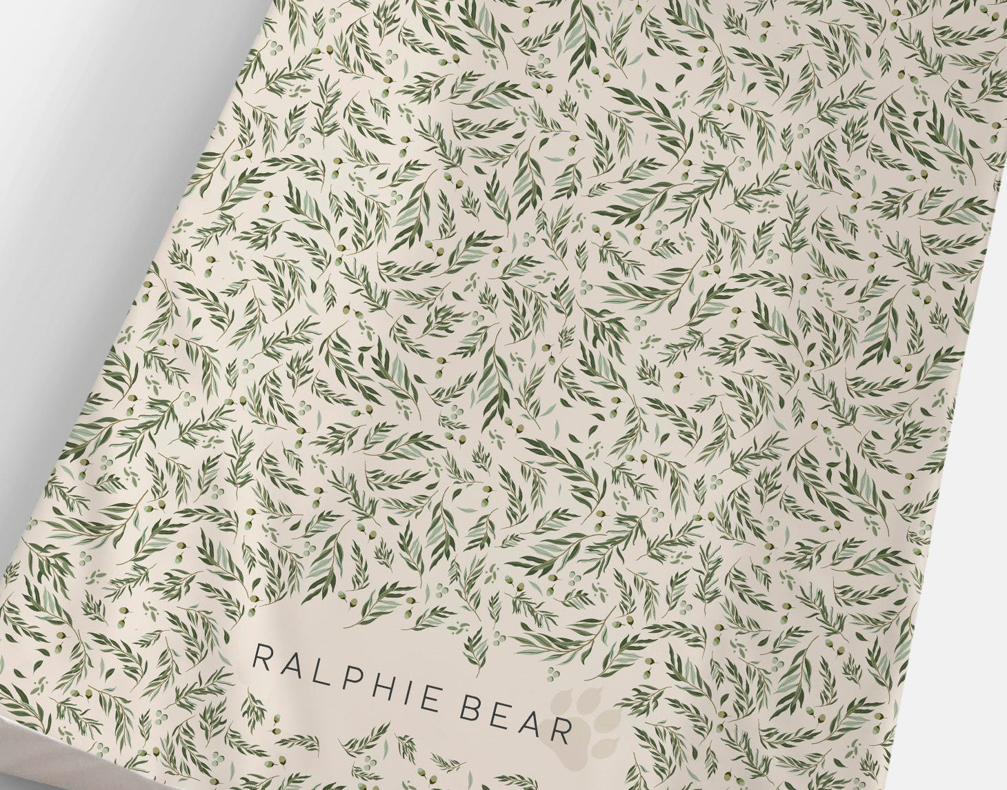 Ralphie Bear Willow Leaf Anti Roll Wedge Baby Changing Mat Sage Green 1