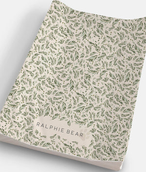 Ralphie Bear Willow Leaf Anti Roll Wedge Baby Changing Mat Sage Green 1