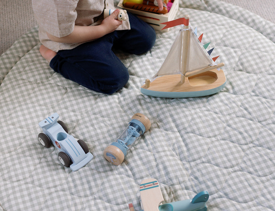 Ralphie Bear Ralphie Bear Sage Green Gingham Quilted Playmat 1