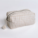 Ralphie Bear Quilted Washbag Gingham Beige 1
