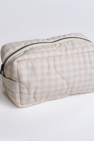 Ralphie Bear Quilted Washbag Gingham Beige 1