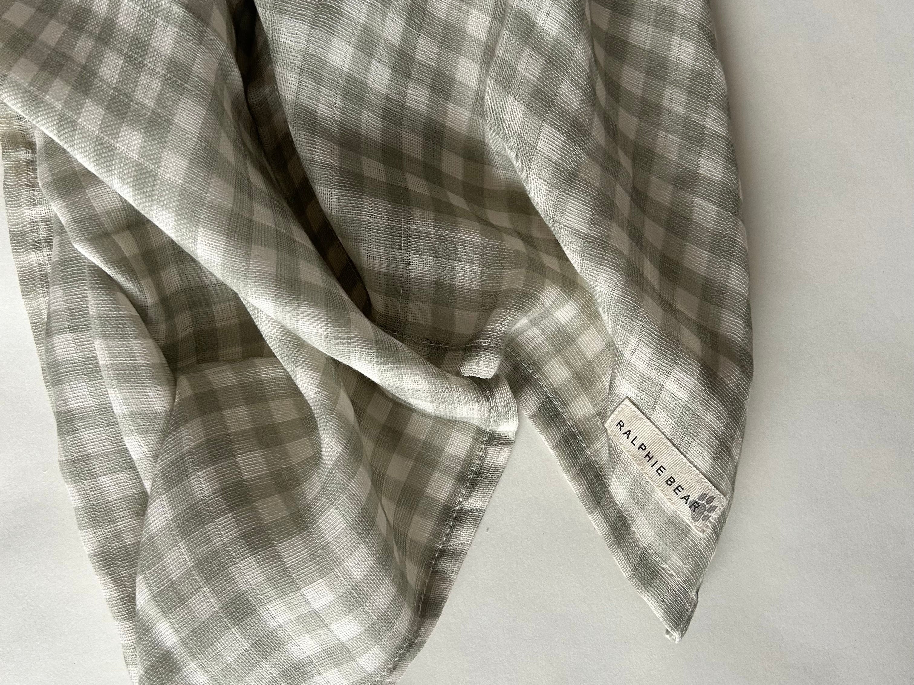 Ralphie Bear Gingham Sage Large Swaddle Muslin 12