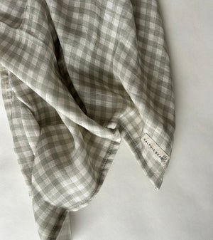 Ralphie Bear Gingham Sage Large Swaddle Muslin 12